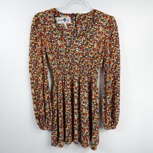 Vintage 60s 70s Young Innocent by Arpeja Floral Peasant Sleeve A-Line Dress 7